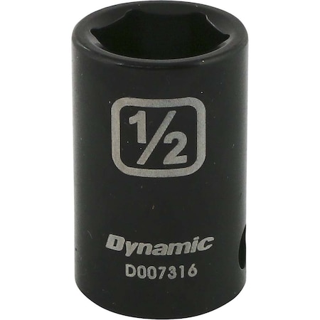 Dynamic 3/8" Drive Standard Socket, Black Phosphate, Tools 3/8" Drive 6 Point SAE, 1/2" Standard Length D007316